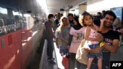 Мігранты на вакзале ў Вене 6 верасьня 2015 году