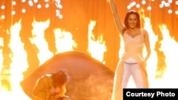 Ева Ривас во время репетиции перед полуфиналом конкурса «Евровидение 2010», Осло.  