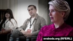 Кіраўнік фонду BySol Андрэй Стрыжак, мэдыяэкспэртка Ірына Сідорская. Ілюстрацыйны каляж 