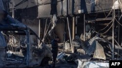 پیامد یکی از حملات پهپادی روسیه به بندر اودسا در اوکراین. شنبه ۱۴ اسفند