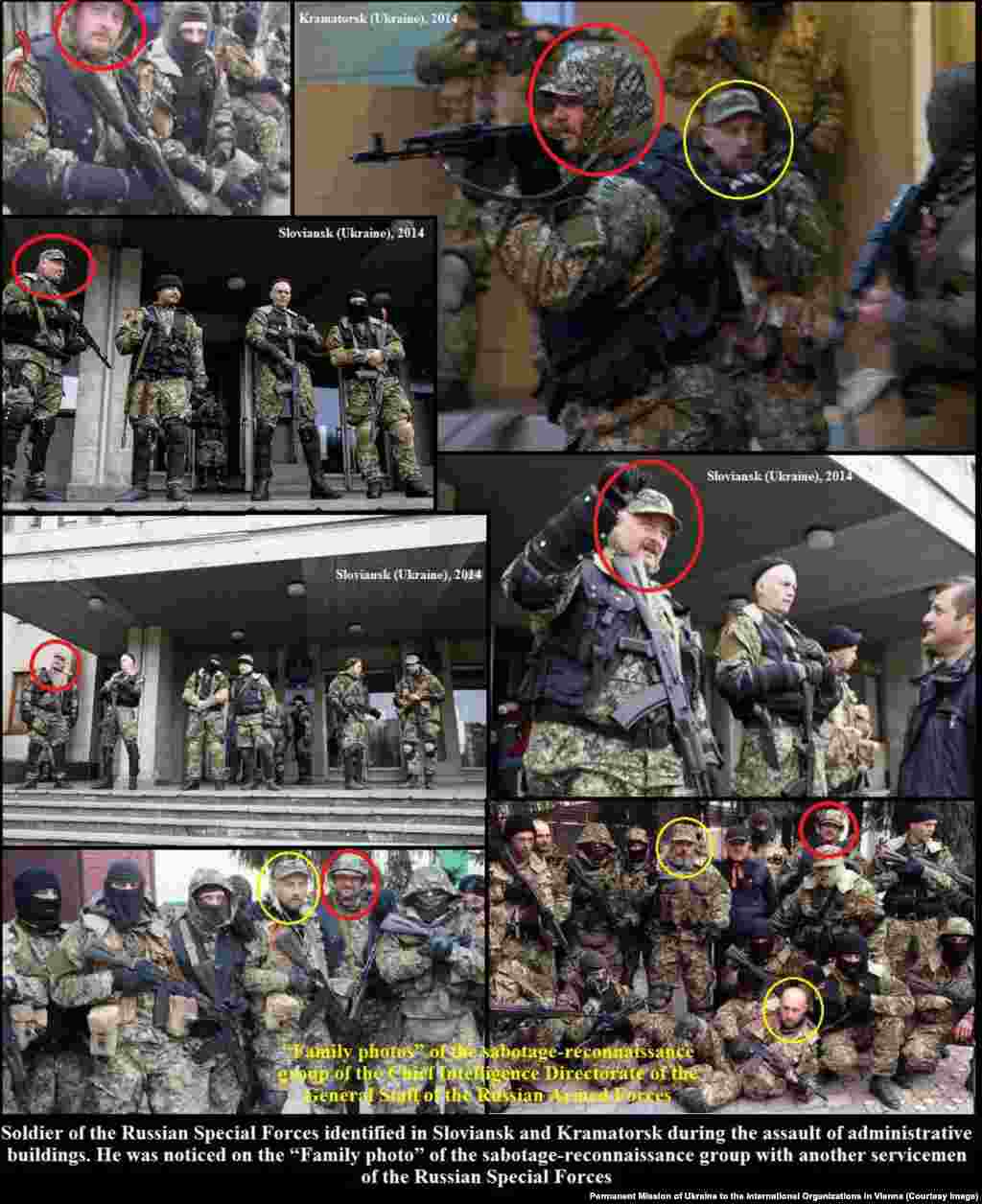 Фотоінформація про російські групи, які діють в українських містах, без дат. Ці фотографії було направлено до ОБСЄ 16 квітня 2014 року