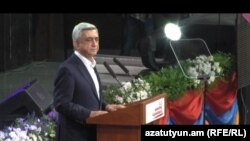 Armenia -- President Serzh Sarkisian delivers a speach during a campaign meeting in Yerevan, 15Feb2013