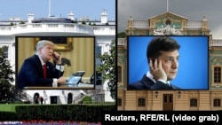 تحقیقات برای اسیتضاح دونالد ترامپ پس از آن آغاز شد که بخش‌هایی از تماس تلفنی ۲۵ ژوئیه بین دونالد ترامپ (چپ) و ولودیمیر زلینسکی منتشر شد.