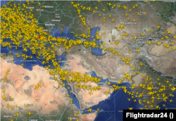 مسیرهای پروازی در ۱۴ ژوئن ۲۰۲۵