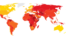 Transparency International ұйымының 2014 жылғы жемқорлық рейтингісін әлем картасы арқылы суреттеуі. Сары түс - жемқорлық деңгейі төмен, қызыл түс - жемқорлық деңгейі жоғары елдің сипаттамасы.