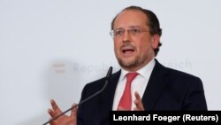 Austrian Foreign Minister Alexander Schallenberg addresses the media during a Government meeting in Krems, Austria January 29, 2020.