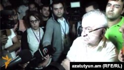 Armenia -- Republican MP Ashot Aghababian visits #ElectricYerevan protesters on Bagramian ave, Yerevan, 29Jun2015
