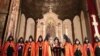 Armenia - Catholicos Garegin II (C) and other high-ranking clerics of the Armenian Apostolic Church hold a religious service.