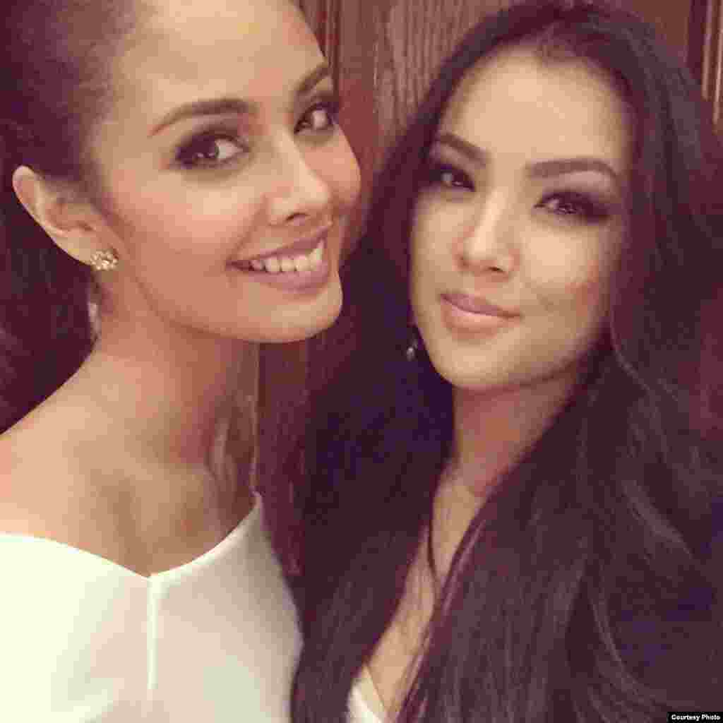 Айколь Аликжанова с &laquo;Мисс мира 2013&raquo; Меган Янг.&nbsp;