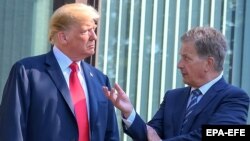 АКШнын президенти Дональд Трамп менен Финляндиянын лидери Сауле Ниинистё. 16-июль, 2018-жыл. 
16 July 2018