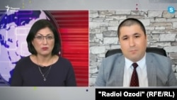 Скрин с видеобеседы Хиромон Бокизода с Шарофиддином Гадоевым