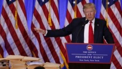 Избранный президент США Дональд Трамп на пресс-конференции в Нью-Йорке, 11 января 2017 года.