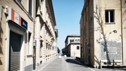 Italy -- Empty street in Pezaro, 6Apr2020
