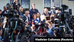 Президент Молдовы Майя Санду после голосования на выборах в парламент 