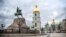 UKRAINE -- View on Hetman Bohdan Khmelnytsky monument and Saint Sophia Cathedral on Sofia square in Kyiv, 14Mar2016