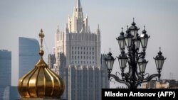 RUSSIA -- A view of the Russian Foreign Ministry building in Moscow, April 6, 2018