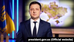 Ուկրաինայի նախագահ Վլադիմիր Զելենսկին հայտարարությամբ է հանդես գալիս, Կիև, 21-ը փետրվարի, 2022թ․