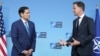 NATO Secretary General Mark Rutte meets with US Secretary of State Marco Rubio on the sidelines of a NATO foreign ministers meeting in Brussels on April 3.