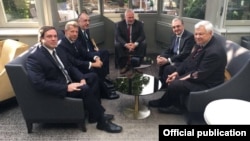 Встреча глав МИД Армении и Азербайджана, а также сопредседателей Минской группы ОБСЕ в Брюсселе, 12 июля 2018 г.