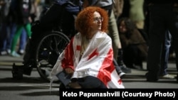 ქეთო პაპუნაშვილი აქციაზე