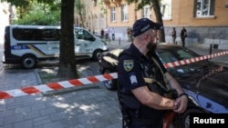 Паліцыя на месцы забойства Андрэя Парубія ў Львове, 30 жніўня 2025