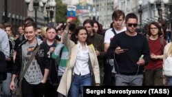 Ռուսաստան - Օգոստոսի 3-ի չարտոնված ցույցը Մոսկվայում