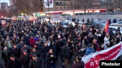 Armenia - Leaders and supporters of the opposition Yelk alliance hold an anti-government demonstration in Yerevan, 19Jan2018.