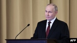 Ռուսաստանի նախագահ Վլադիմիր Պուտինը ելույթ է ունենում Անվտանգության դաշնային ծառայության կոլեգիայի ընդլայնված նիստում, 27-ը փետրվարի, 2025թ.