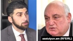 Глава Государственной контрольной службы Давид Санасарян (слева) и ректор ЕГУ Арам Симонян