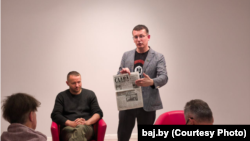 Старшыня Нацыянальнага зьвязу журналістаў Украіны Сяргей Таміленка на сустрэчы ў Вільні, 9 кастрычніка 2025