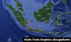 محل تقریبی سقوط هواپیما و مقصد آن روی نقشه
