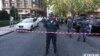 Armenia - Police officers at the site of a deadly shooting in Yerevan, 14Sep2017. 