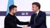 Ukrainian President Volodymyr Zelenskiy and French President Emmanuel Macron meet at the Elysee Palace in Paris on June 7.