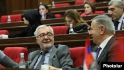 Armenia - Andranik Kocharian of the ruling Civil Contract party (left) attends a session of the parliament, Yerevan, May 6, 2025.