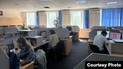 Journalists from the Diapazon newspaper in their editorial office in Aktobe