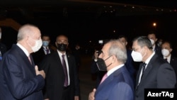 Թուրքիայի նախագահ Ռեջեփ Թայիփ Էրդողանը ժամանել է Ադրբեջան, Բաքու, 15 հունիսի, 2021թ.