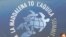 Емблема саміту вже висить у його прес-центрі в Аквілі, 7 липня 2009 року