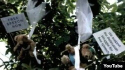 A Swedish advertising agency said it was inspired by Belarusian pro-democracy activists, who carried teddy bears with protest slogans, and hired a plane to drop similar stuffed animals over Belarus.