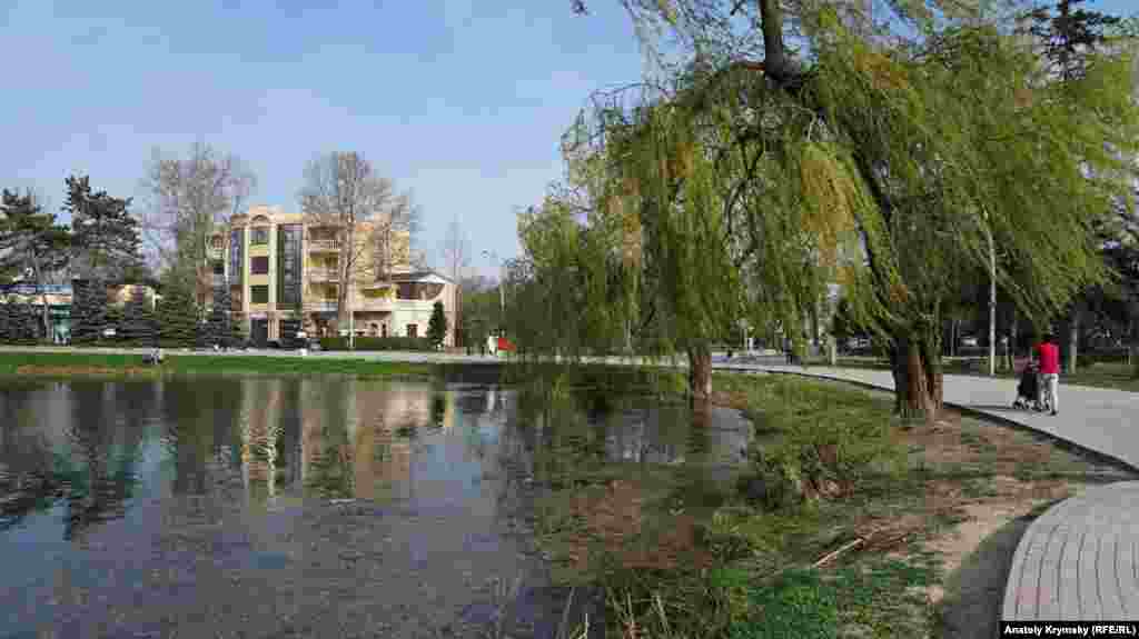 Gagarin parkındaki tıynaq yüzüniñ bir qısmını baqa yipegi biyledi