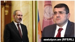 Премьер-министр Армении Никол Пашинян и лидер Карабаха Араик Арутюнян 