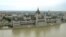 Hungary -- An aerial view shows the stairs of the parliament building are flooded by the Danube in Budapest, 08Jun2013