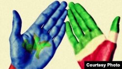 Нугай иле һәм Татарстан байраклары (Әлеге рәсем Әстерхан егете Растям Алиевныкы)