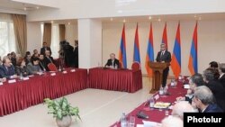 Armenia -- President Serzh Sarkisian speaks at an international conference on genocide, 14Dec2010.
