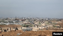 Լուսանկարում Գազայի հատվածն է այն բանից հետո, երբ իսրայելցի զինվորականները հեռացան Նեցարիմի միջանցքից՝ թույլ տալով մարդկանց շարժվել Հարավային և Հյուսիսային Գազայի միջև երկու ուղղություններով, 9 փետրվարի, 2025թ.