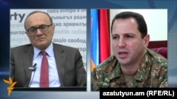 Armenia - Deputy Defense Minister Davit Tonoyan is interviewed by Hrair Tamrazian, director of RFE/RL's Armenian Service, 10Apr2016.