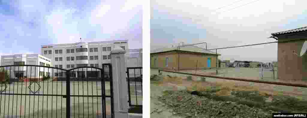 Çepde: Babarabyň orta mekdebi; Sagda: Mäne obasynyň bir ýaşaýyş jaýy.