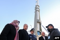 President Masud Pezeshkian visits a defense and space achievements exhibition in Tehran, February 2