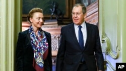 Մարիա Պեյչինովիչ-Բուրիչը և Ռուսաստանի ԱԳ նախարար Սերգեյ Լավրովը, արխիվ, Մոսկվա, 19 հոկտեմբերի, 2020թ.