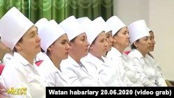 Кадр из репортажа гостелевидения Туркменистана, 20 июня, 2020  
