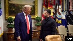 Президент США Дональд Трамп (л) і президент України Володимир Зеленський, Білий дім, Вашингтон, 18 серпня 2025 року